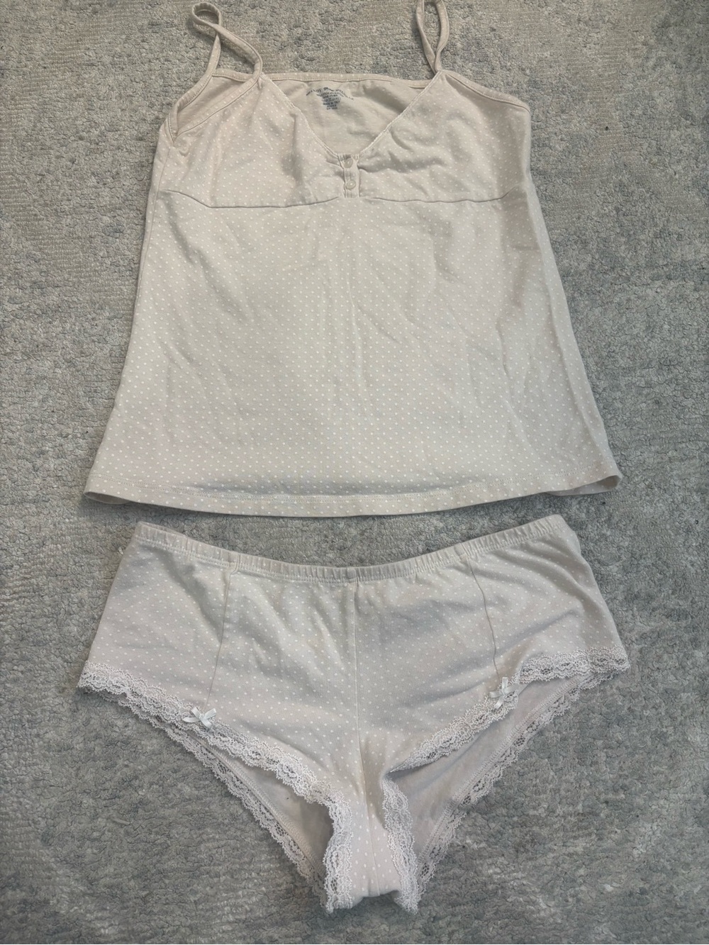 Brandy Melville Cream Polka Dot Lace-Trim Cami & Brief Set